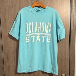 Oklahoma State Cowboys Aqua Blue Comfort Colors Graphic Tee Size Large EUC